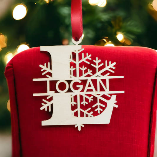 Snowflake or swirls personalized name Christmas Ornament