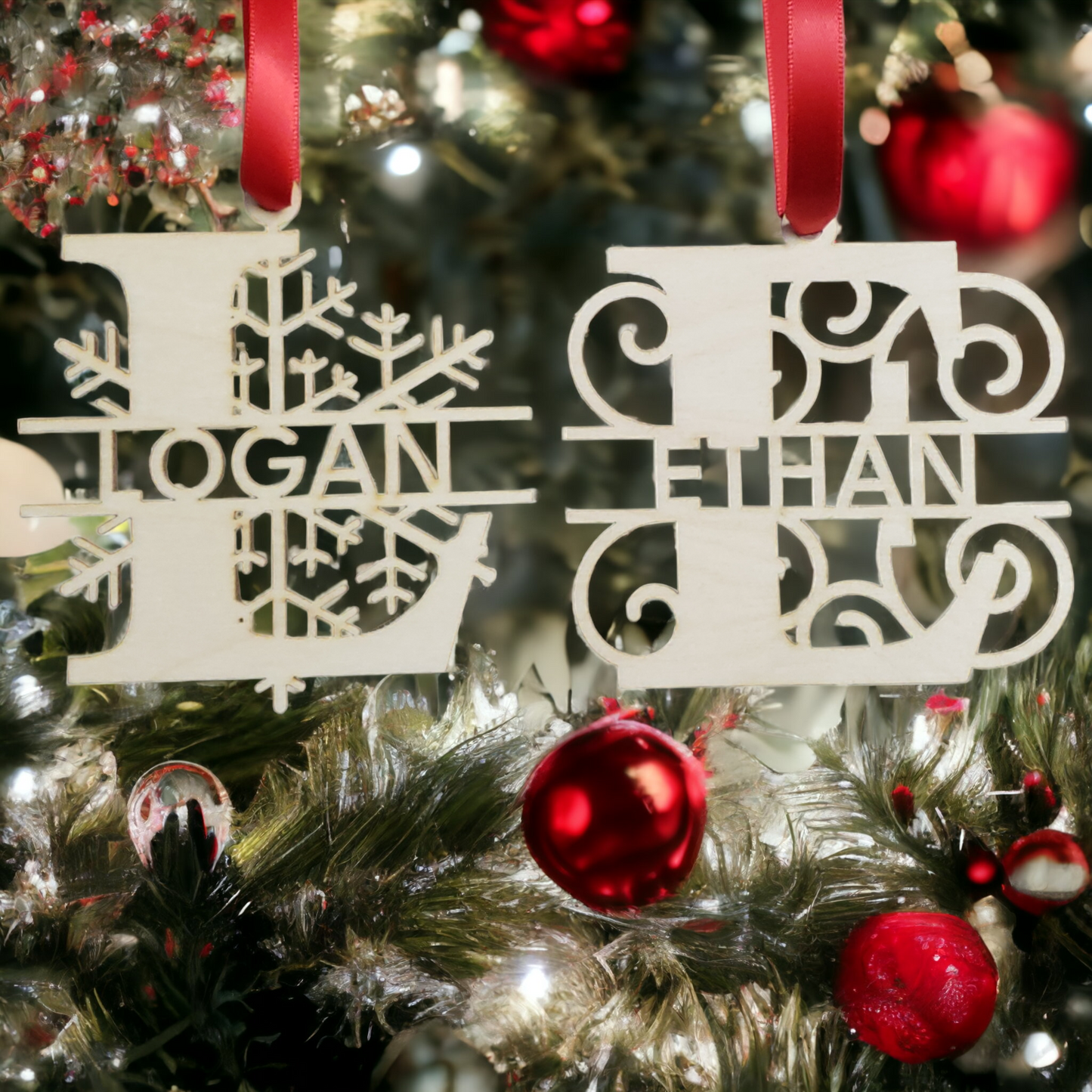 Snowflake or swirls personalized name Christmas Ornament