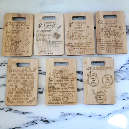 Recipe Boards for display only Treats for Santa. Fall recipe cutting board tray