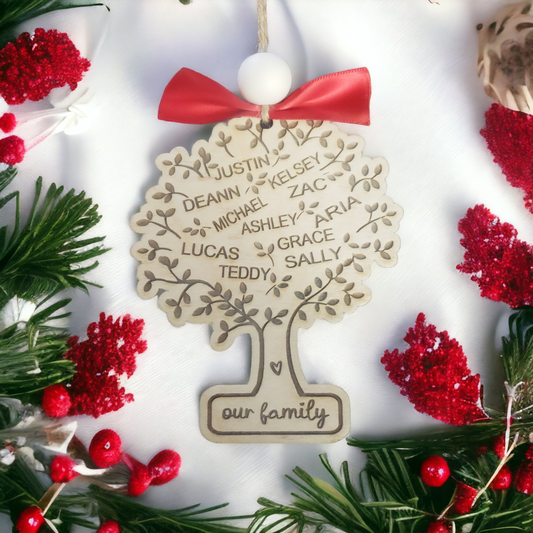 Our Family Tree Christmas Ornament Personalized