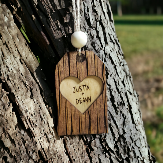 Carved Heart Tag Ornament Personalized