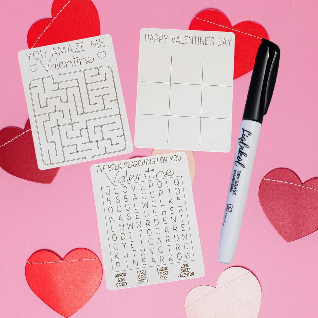 Valentine's dry erase activity boards small