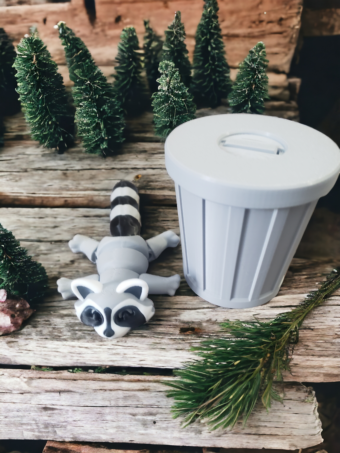 Racoon in a Trash can 3D Printed