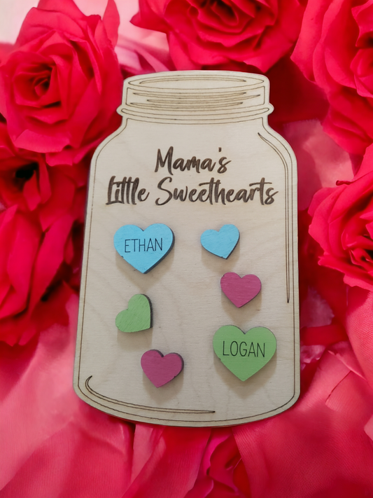 Little Sweethearts Mason Jar Decoration stand or magnet personalized
