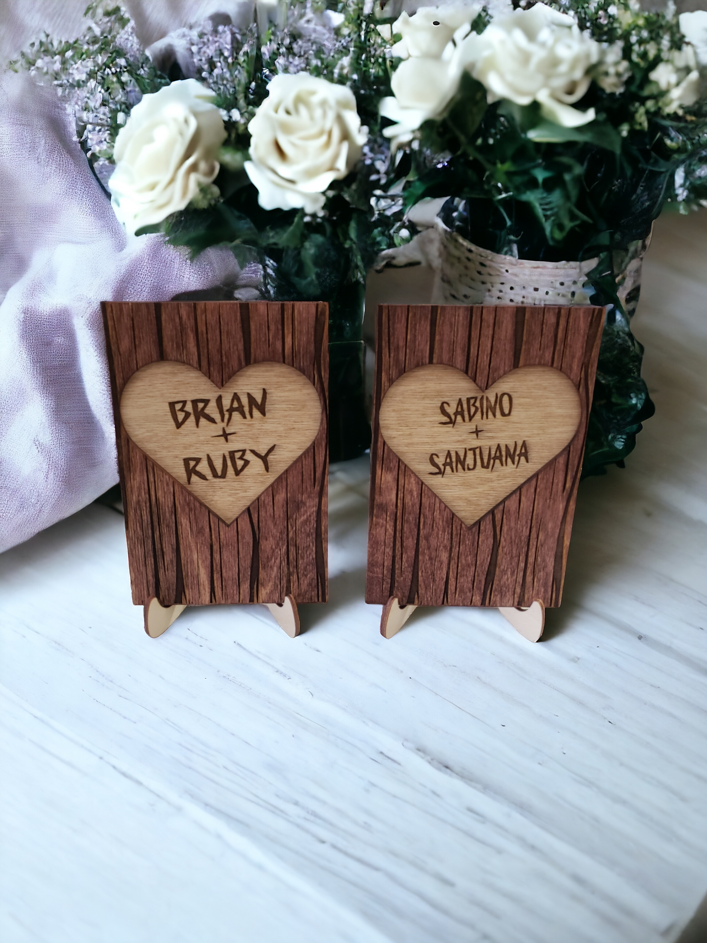 Carved wood heart plaque personalized