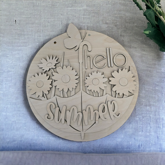 Hello Summer with umbrella 11.5 & 15" Sign