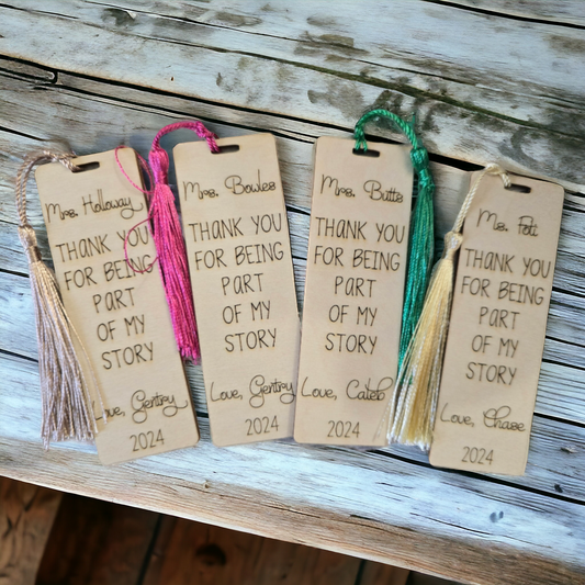 Thank you for being part of my story personalized bookmark