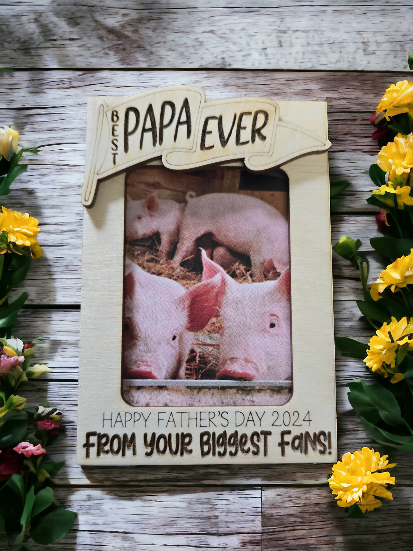 Best Dad Ever Banner Happy Father's Day Magnet or visor clip Personalized is for the top only title name