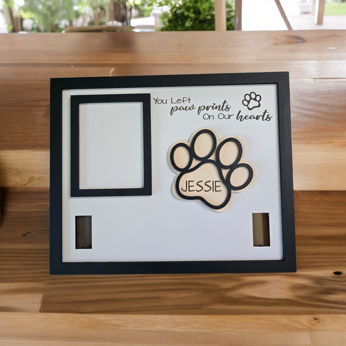 You left paw prints on our hearts pet collar memorial sign Personalized with pets name