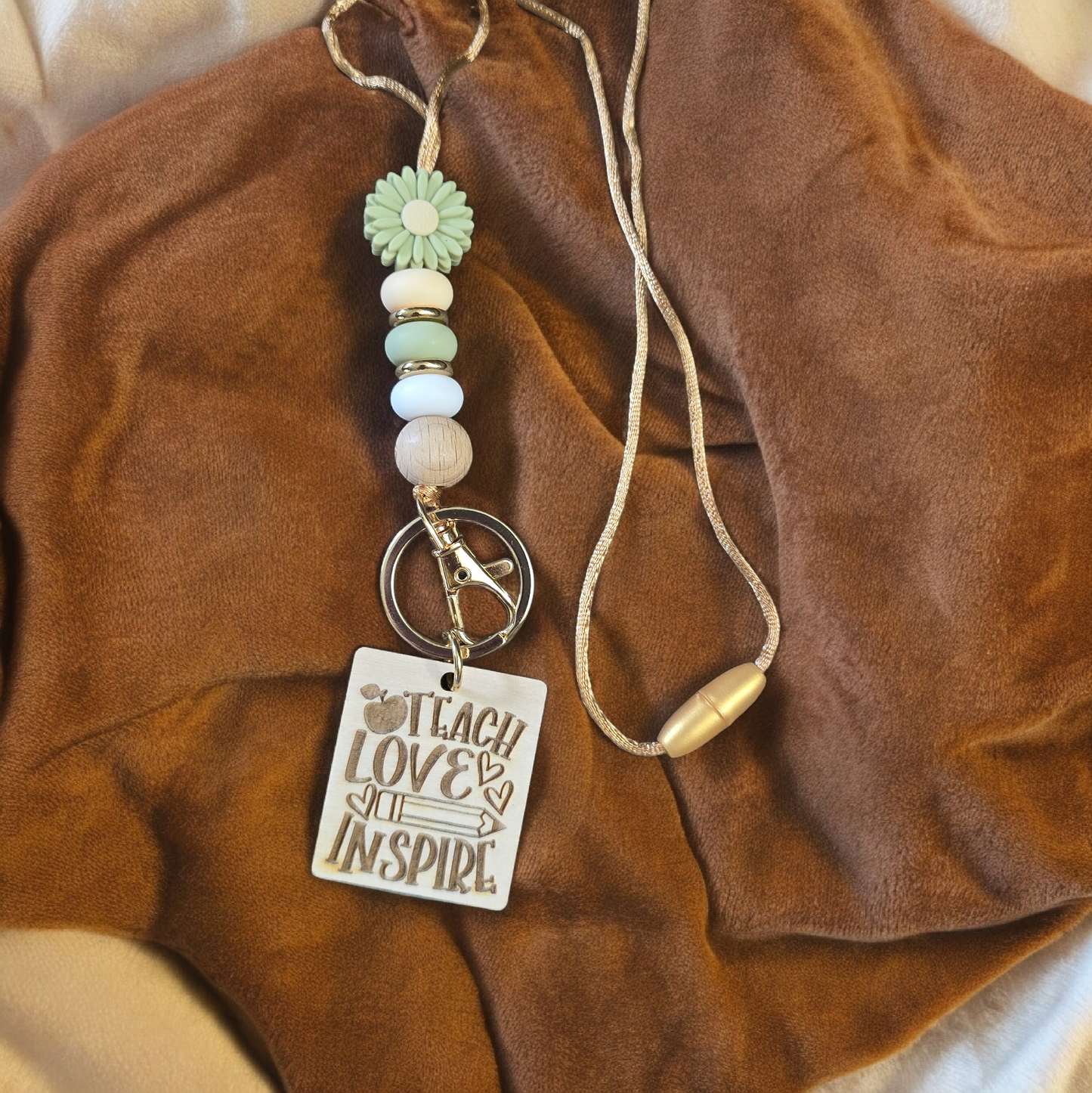 Teacher lanyard teach love inspire. Multiple choices