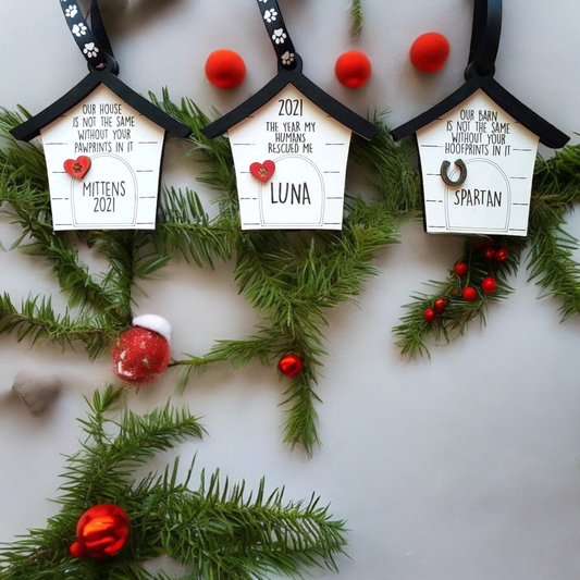 Pet Personalized Christmas Ornament Memorial our house is not the same