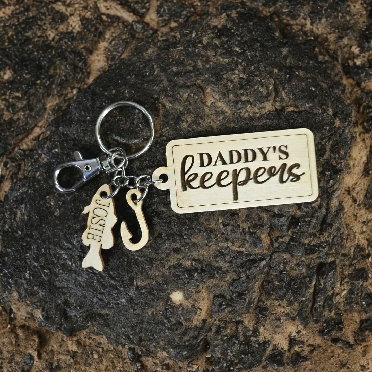 Daddy keepers or Hooked on Daddy Personalized keychain