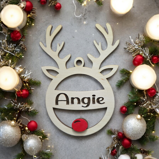 Reindeer with nose personalized Christmas Ornament