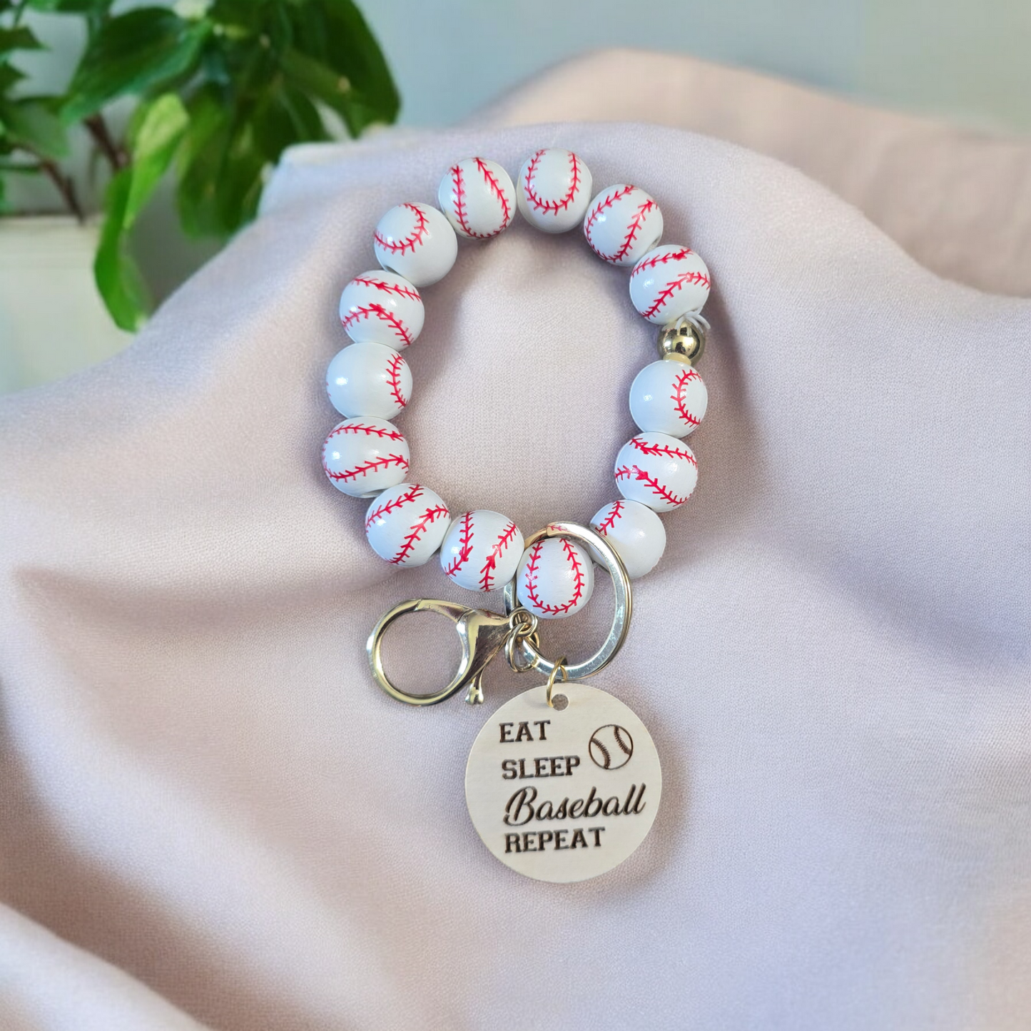 Eat sleep baseball repeat wristlet personalized