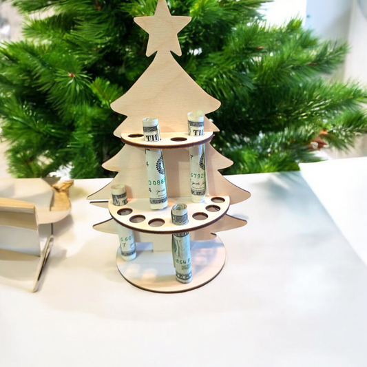 Christmas tree money cake