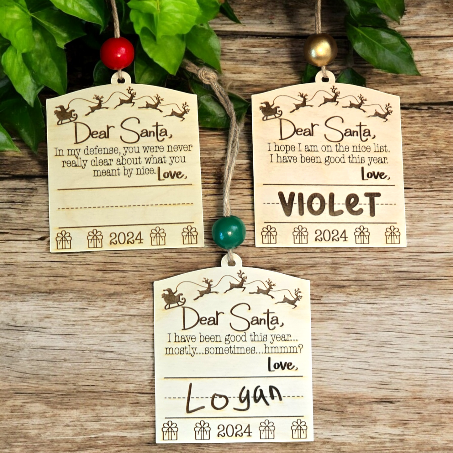 Dear Santa Christmas Ornaments