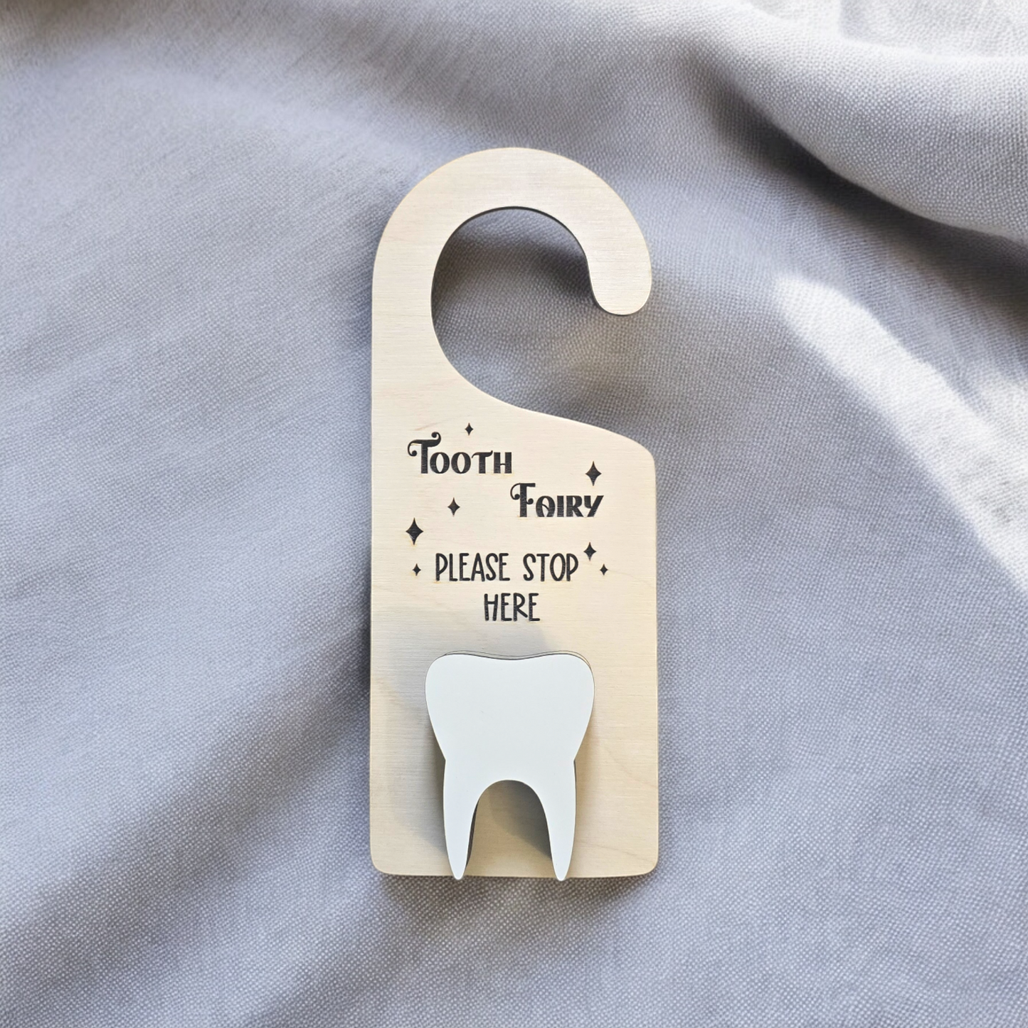 Tooth Fairy please stop here door hanger Personalized option