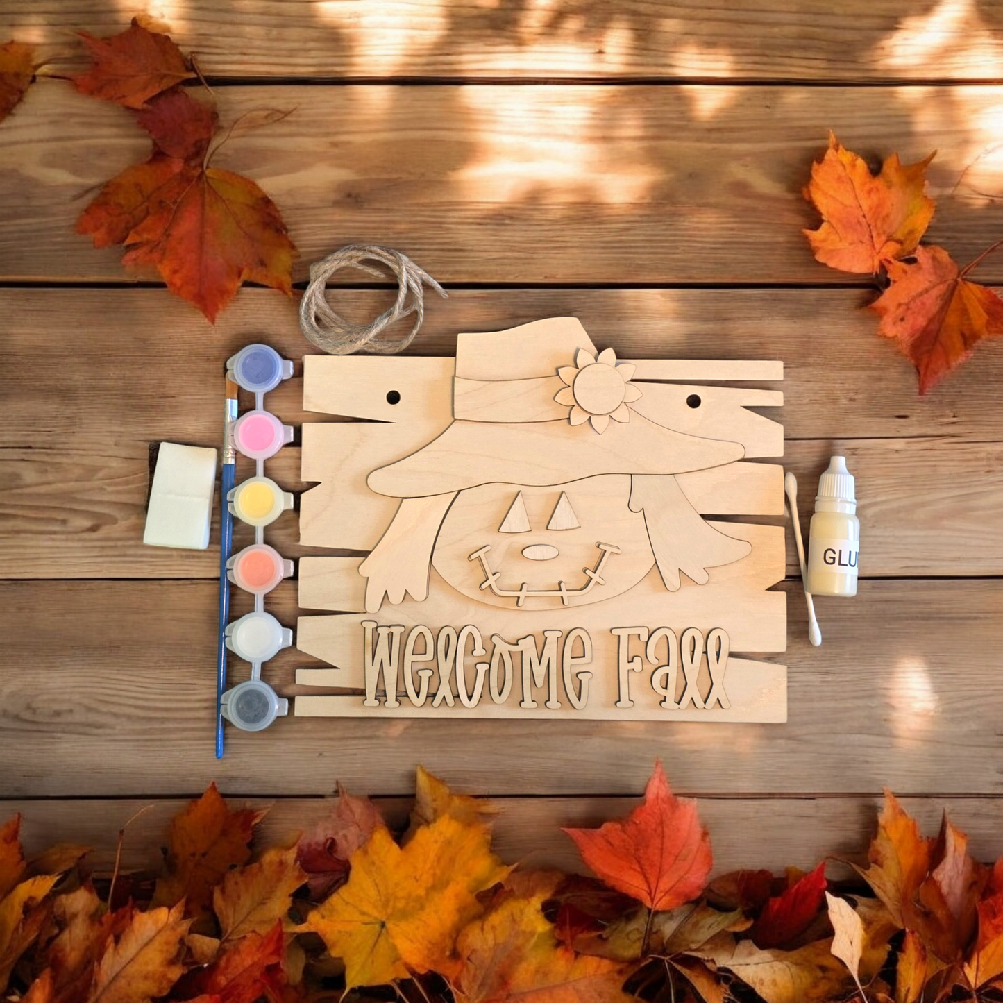 Welcome Fall Autumn skies Hello Winter Lantern DIY paint kit