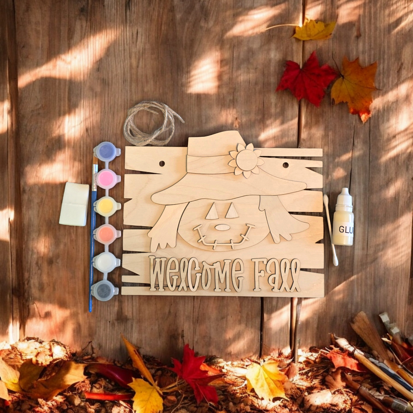 Welcome Fall Autumn skies Hello Winter Lantern DIY paint kit