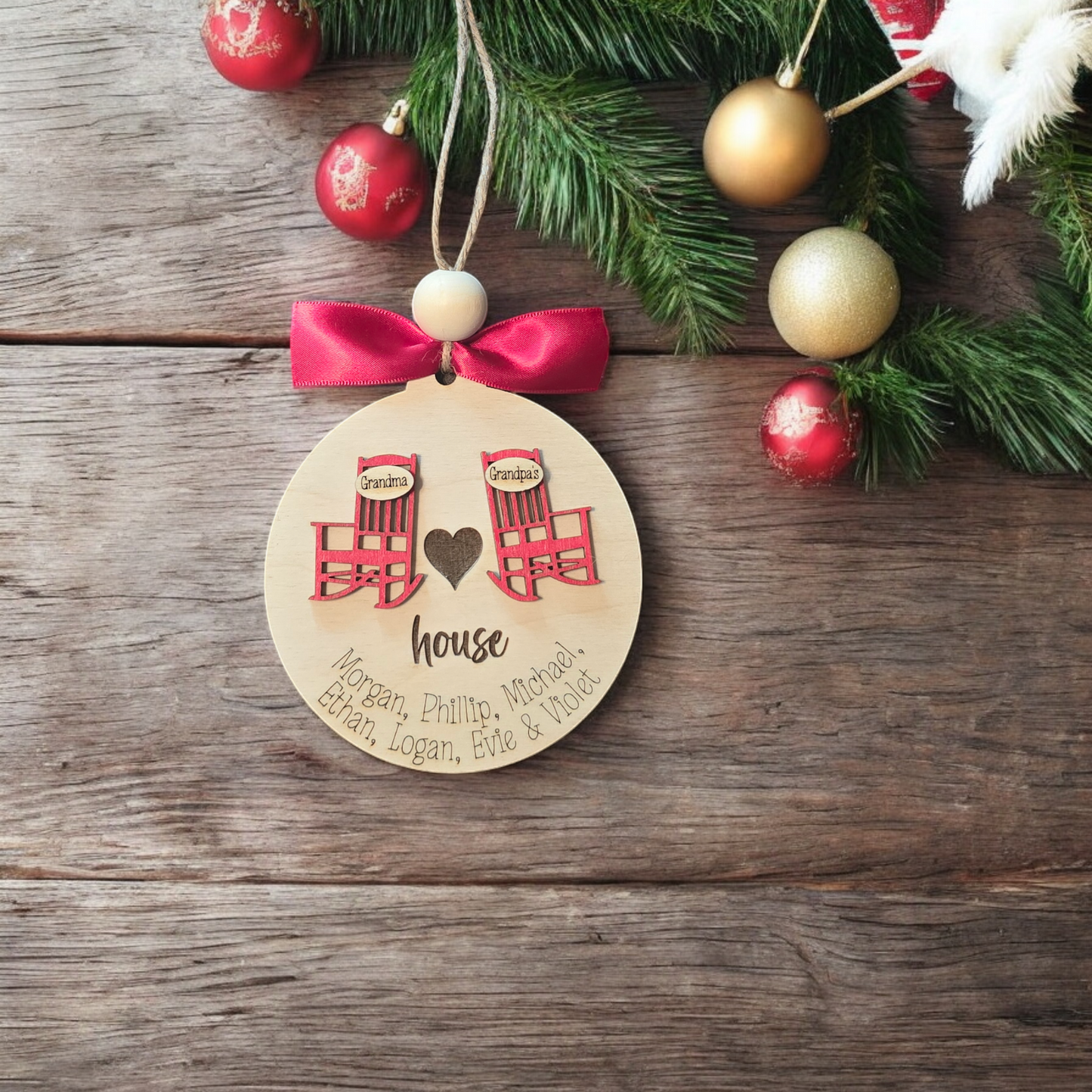 Grandparents Chair Christmas Ornament Personalized