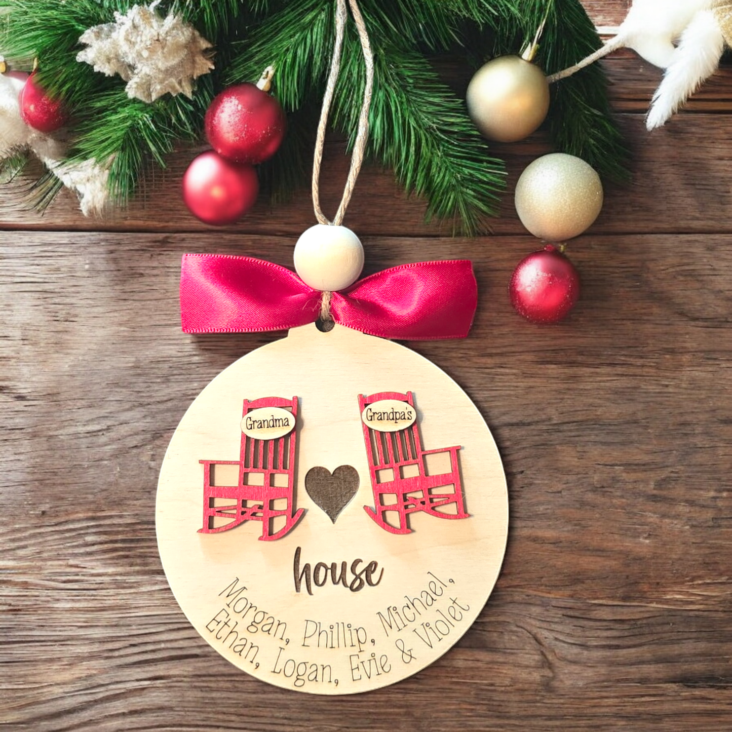 Grandparents Chair Christmas Ornament Personalized