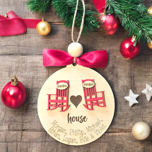 Grandparents Chair Christmas Ornament Personalized