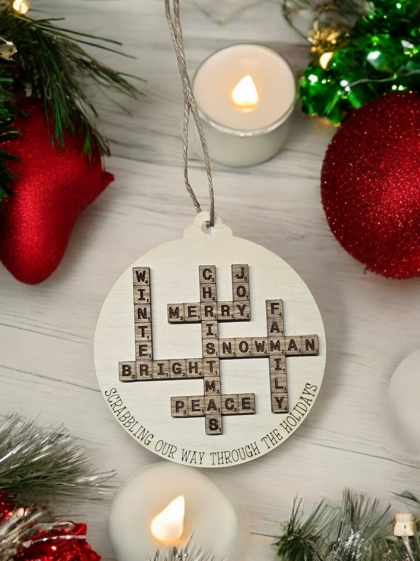 Scrabbling our way through the holidays Christmas Ornament