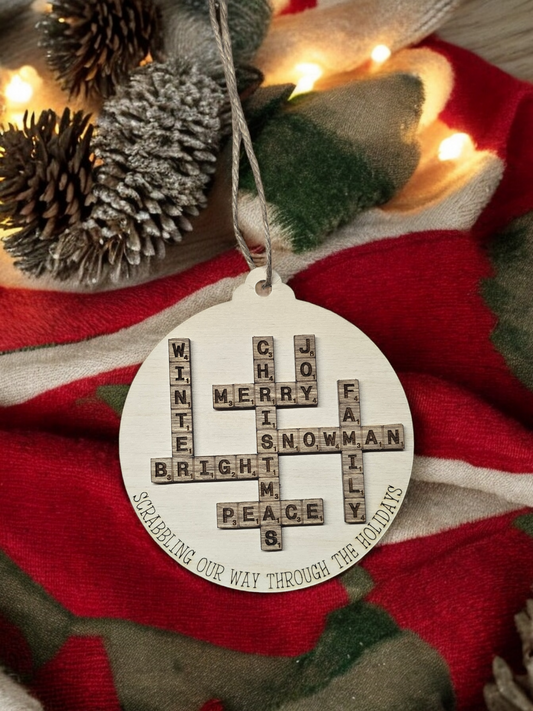 Scrabbling our way through the holidays Christmas Ornament
