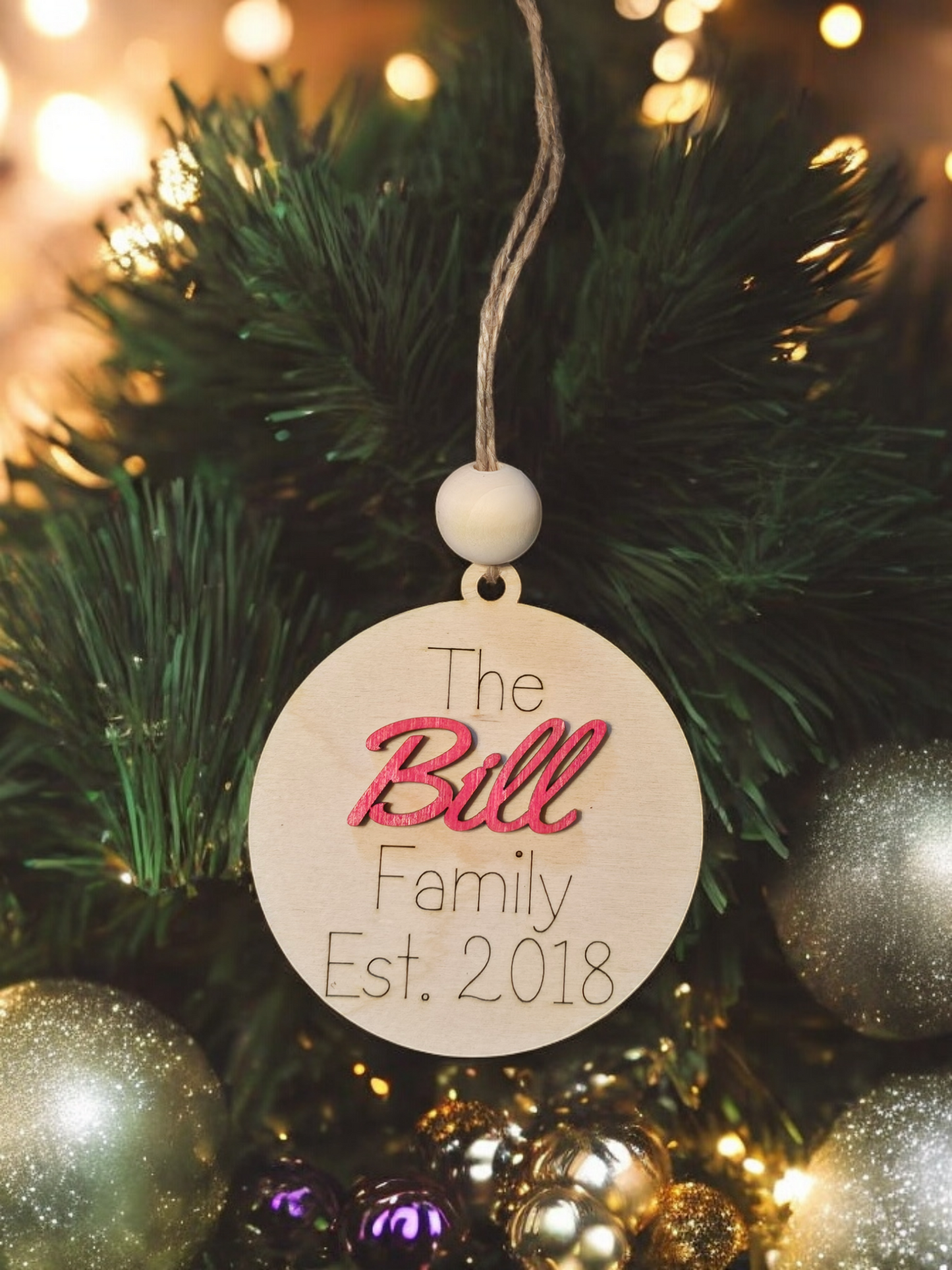 The personalized Family est. Christmas Ornament