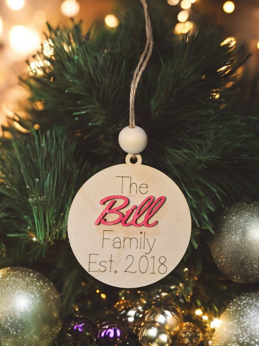 The personalized Family est. Christmas Ornament