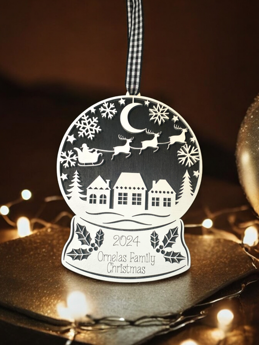 2024 Family Name Christmas Snowglobe Christmas Ornament Personalized with last name