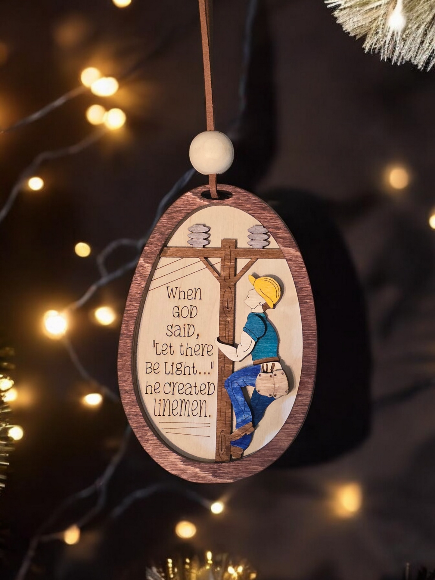 Fancy Linemen Christmas Ornament