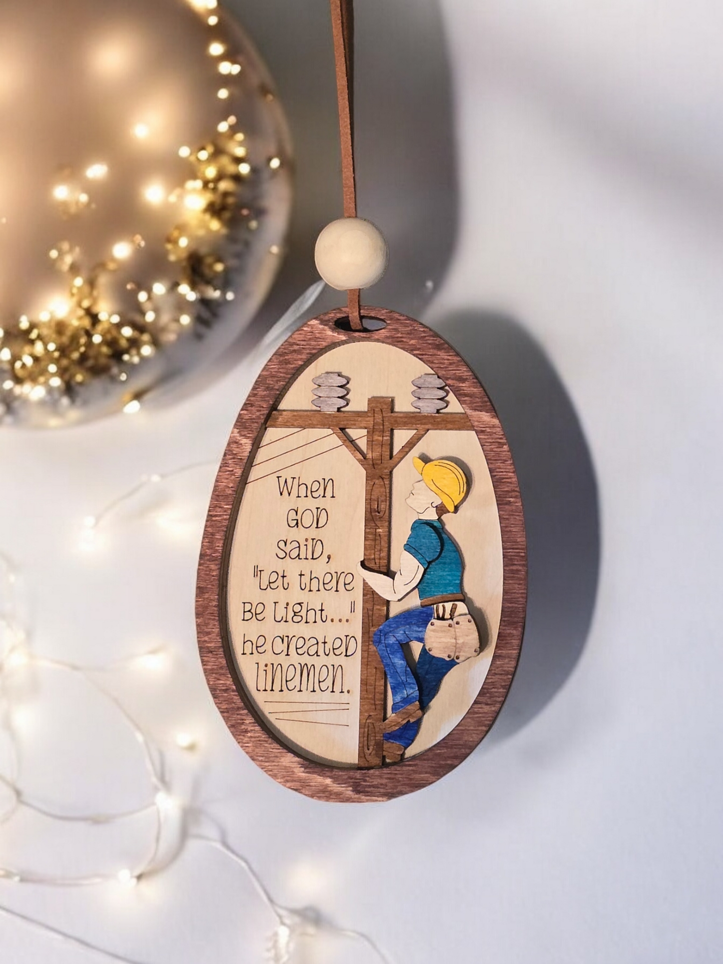 Fancy Linemen Christmas Ornament