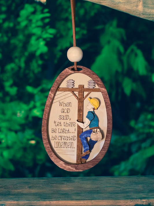 Fancy Linemen Christmas Ornament