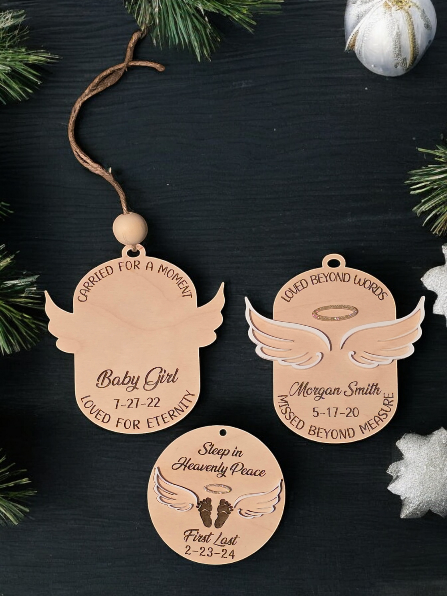 Angel Wings Memorial Christmas Ornament Personalized