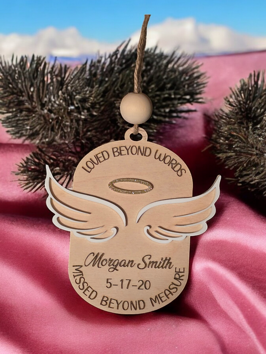 Angel Wings Memorial Christmas Ornament Personalized
