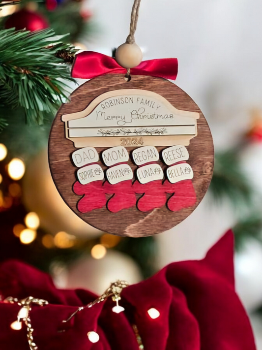 Stocking Personalized Merry Christmas Ornament Max of 8 names 2024