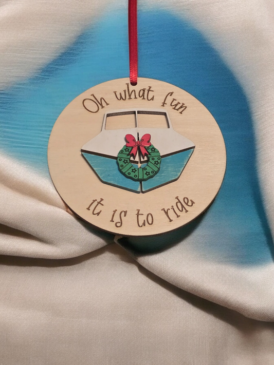 Oh what fun it is to ride Boat Christmas Ornament