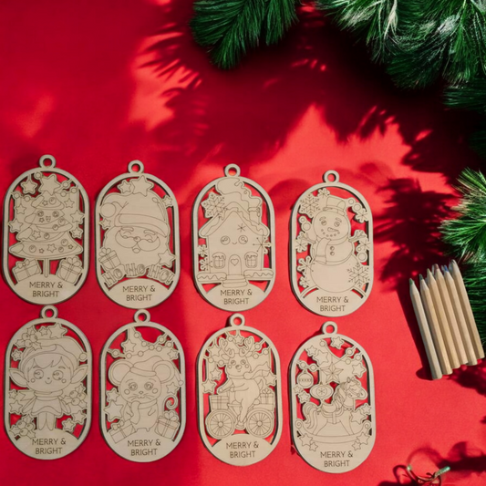 Merry & Bright Christmas Ornaments coloring kits