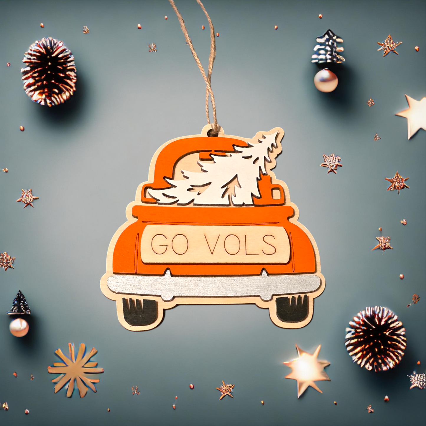 Go Vols Pickup truck and tree personalized Christmas Ornament