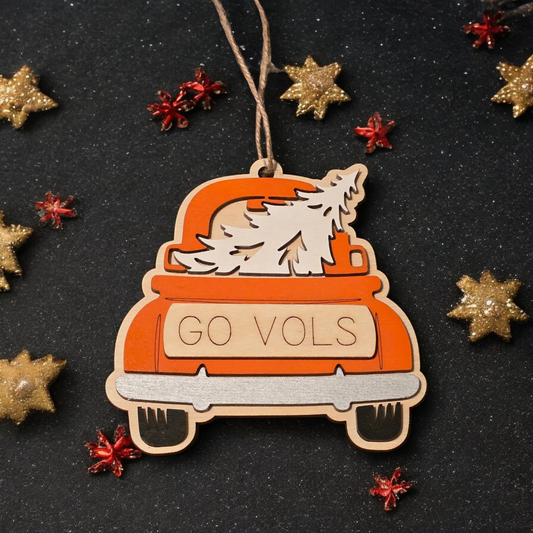 Go Vols Pickup truck and tree personalized Christmas Ornament