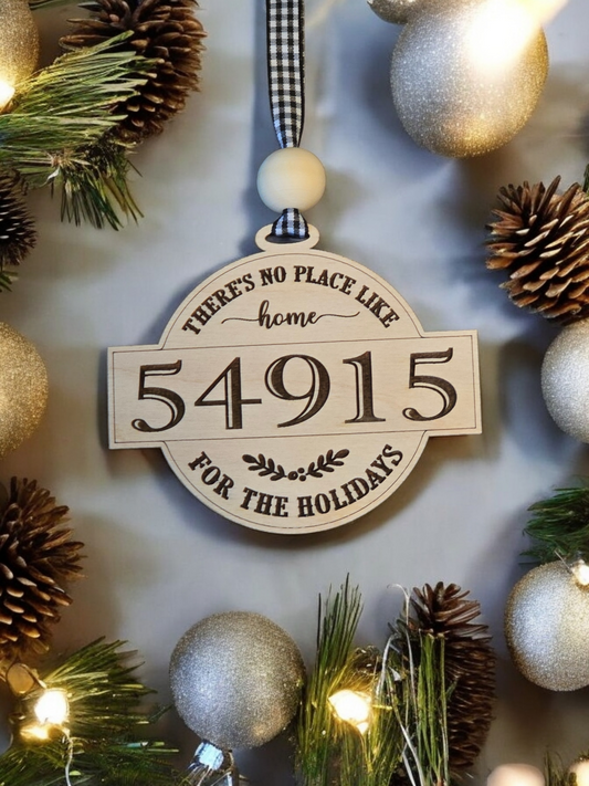 There's no place like for the holidays zip code Christmas Ornament Personalized with zip code