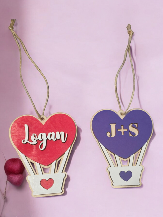 Hot Air Ballon Heart Ornaments Valentine's Day Personalized