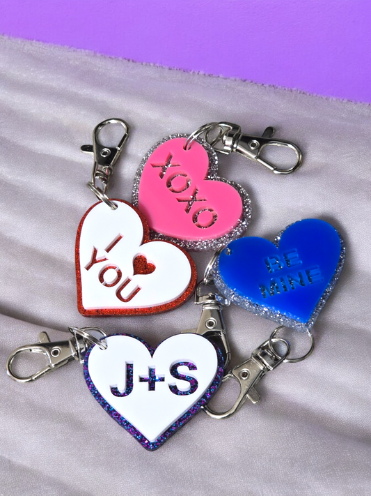Valentines acrylic keychains Personalized for initials only
