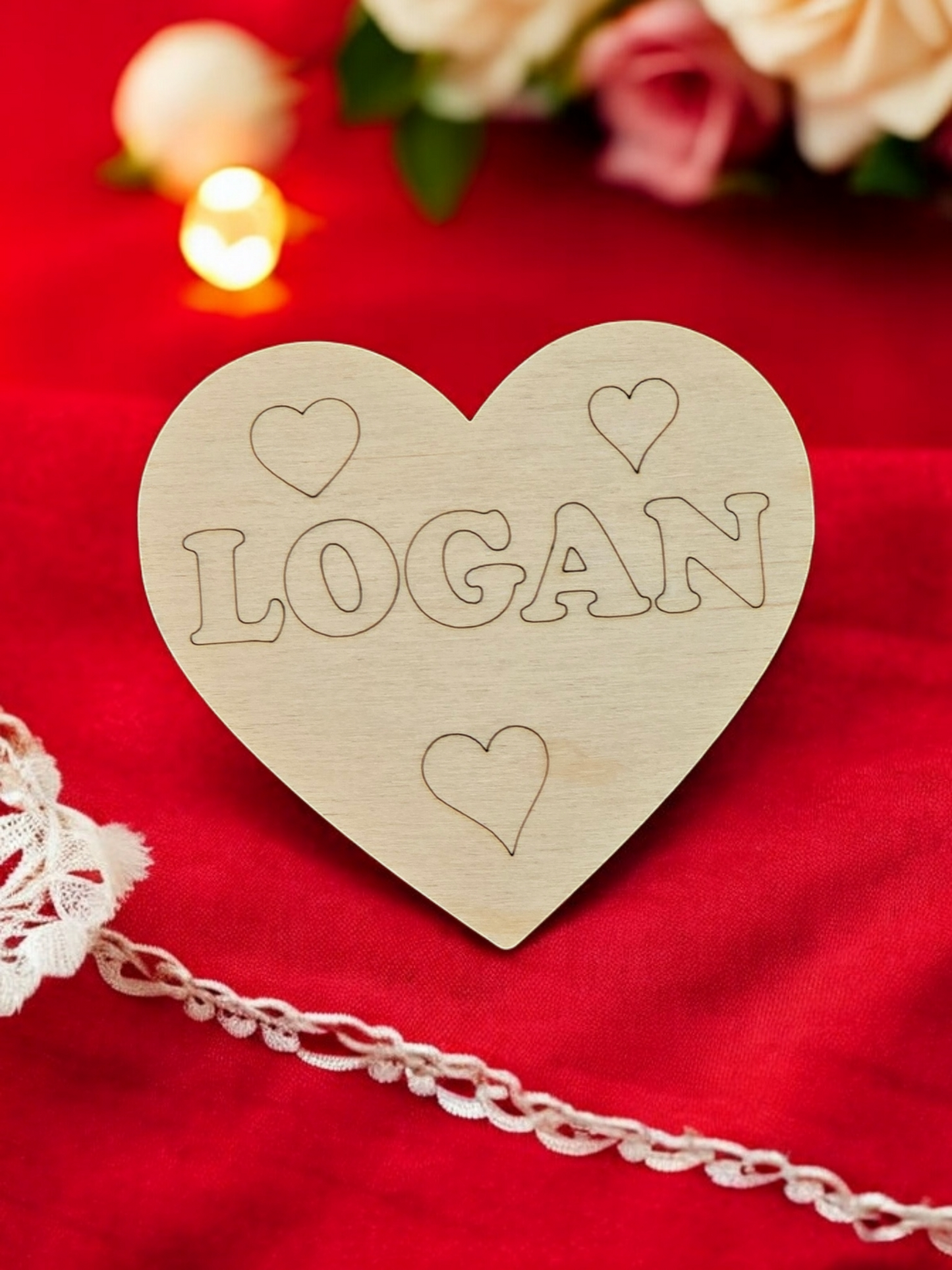 Personalized Valentine's Day Heart wood piece