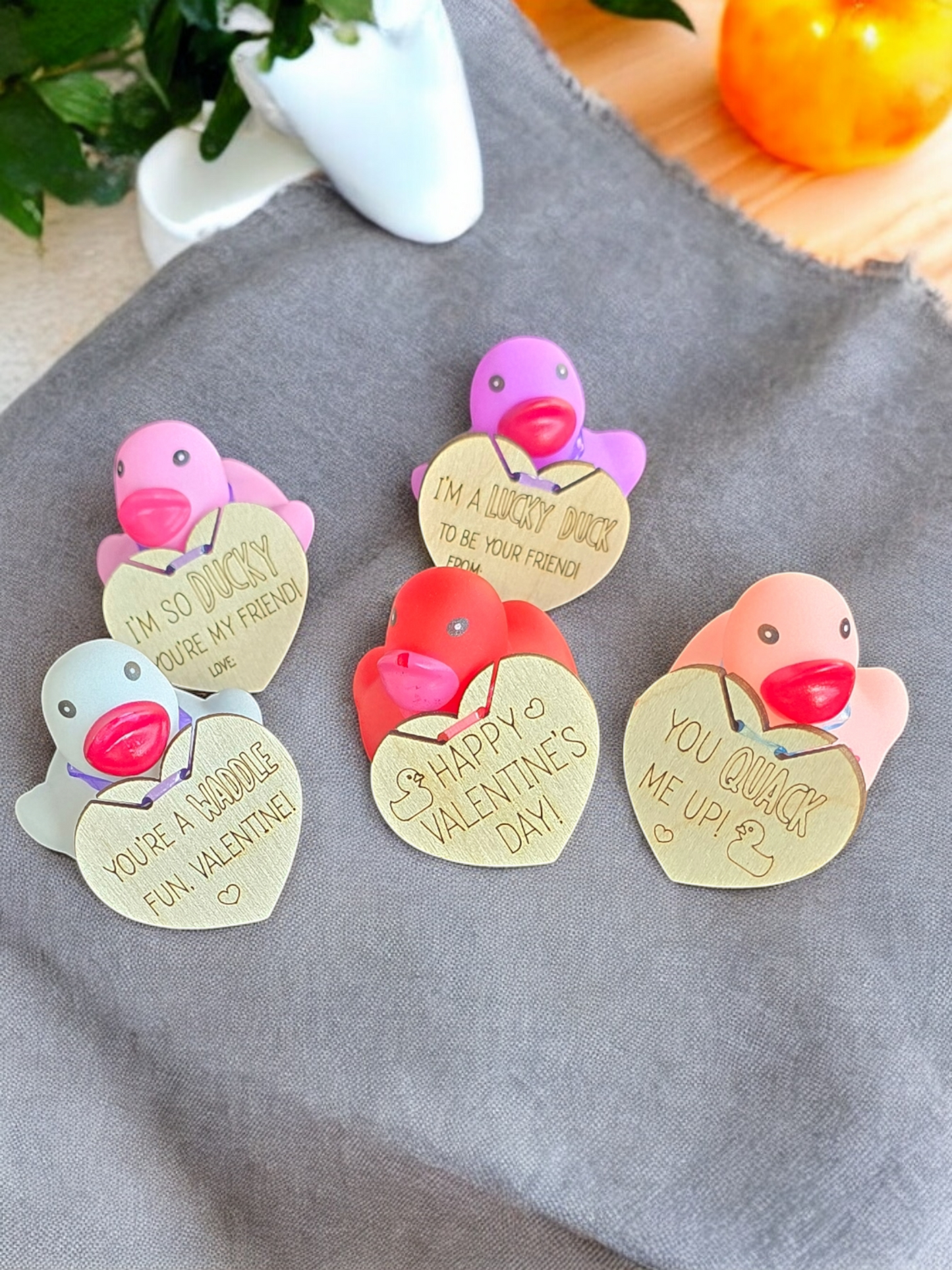 Valentine's Day Miniature ducks personalized