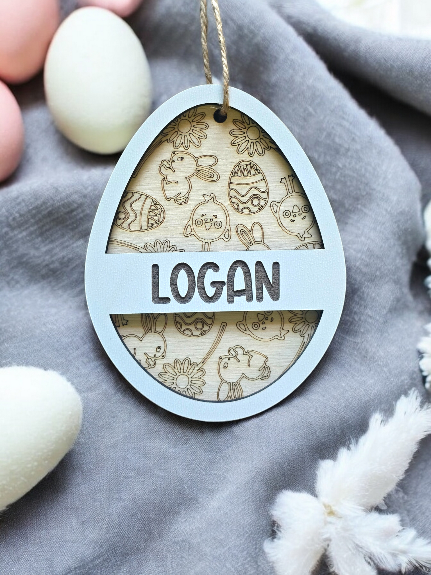 2 layer Easter Egg Tag ornament personalized