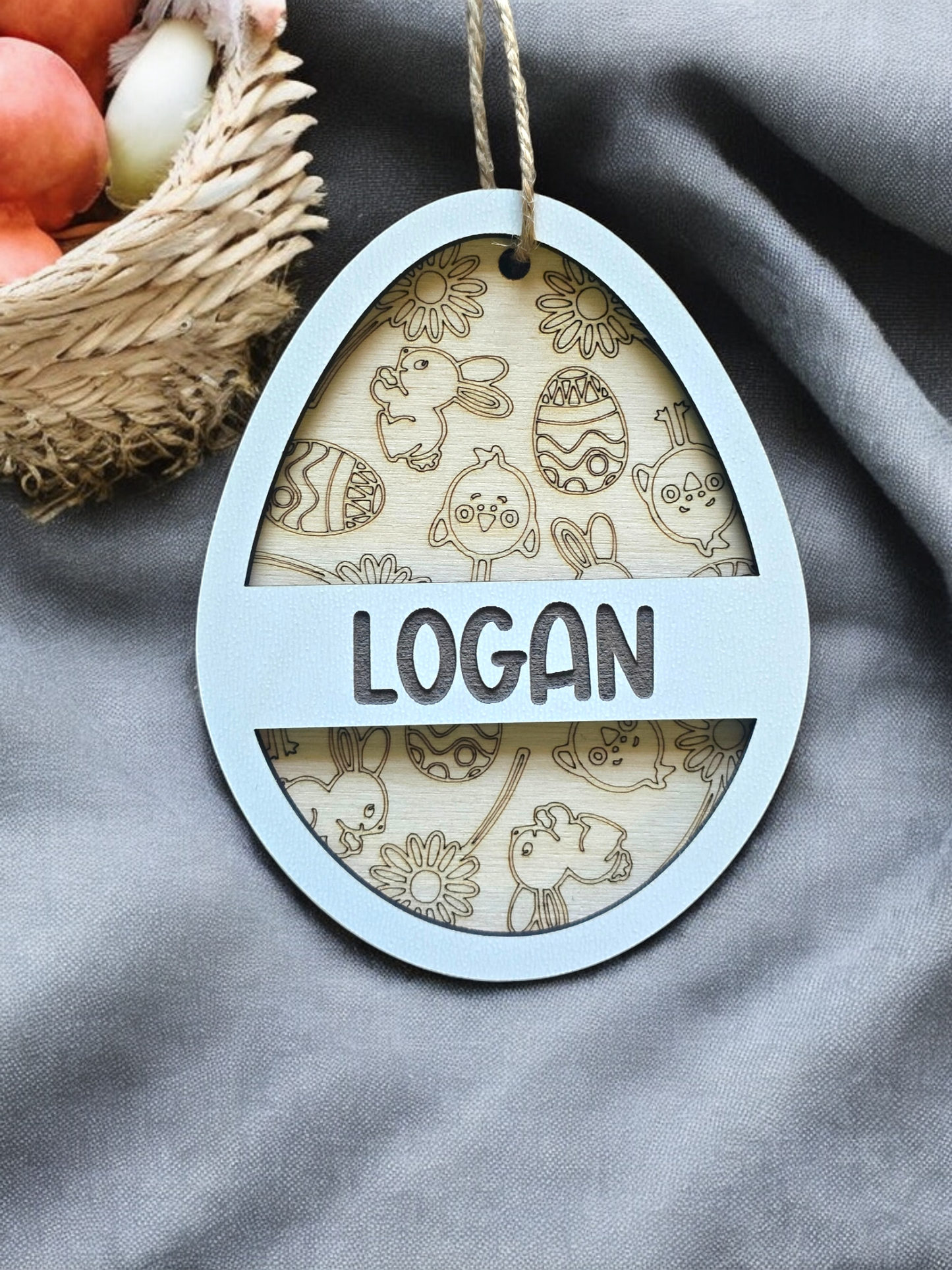 2 layer Easter Egg Tag ornament personalized