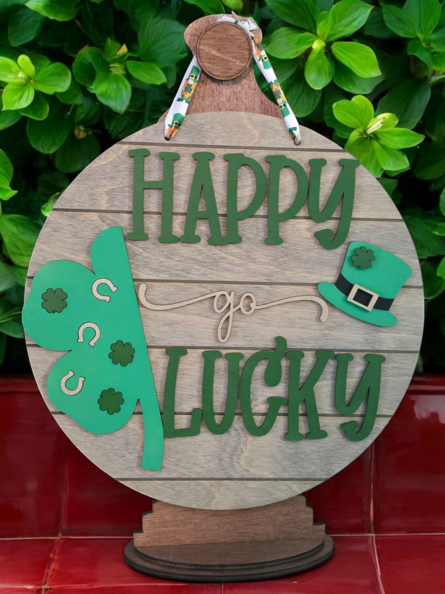 DIY Happy Go Lucky St. Patrick's Day Sign Unfinished
