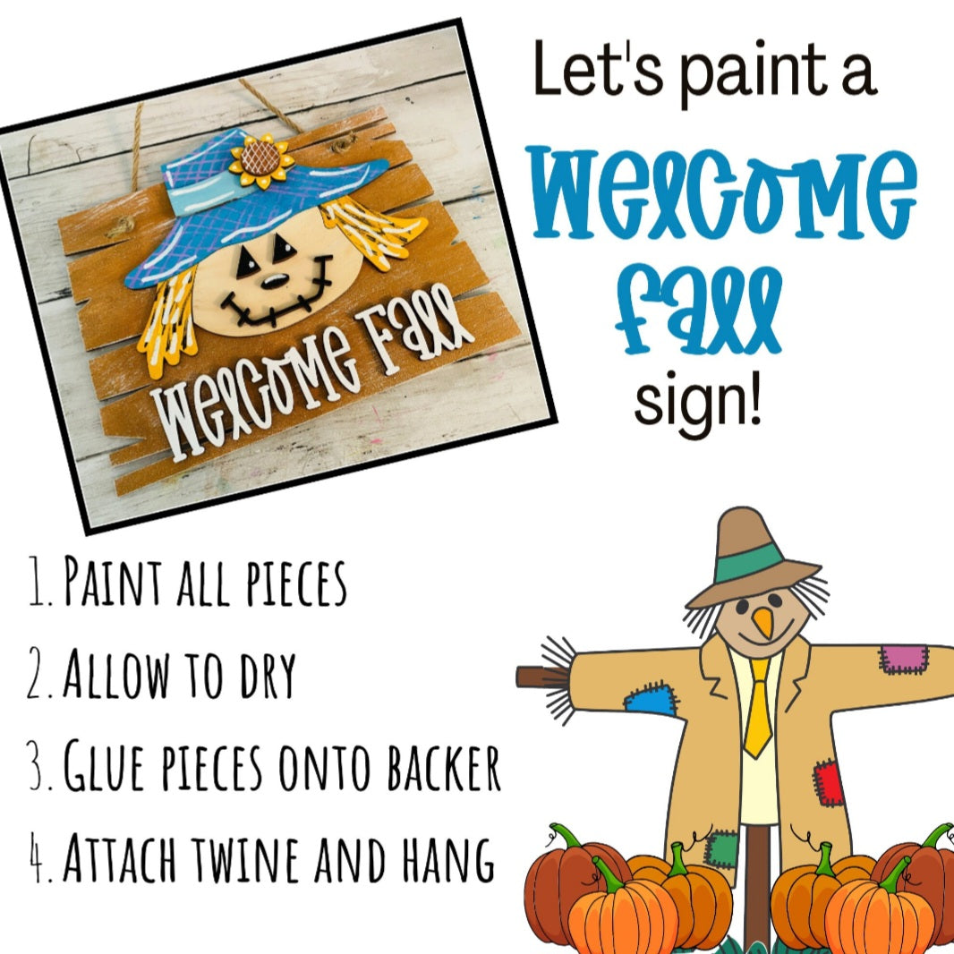 Welcome Fall Autumn skies Hello Winter Lantern DIY paint kit